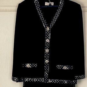 St. John Black and White Pantsuit